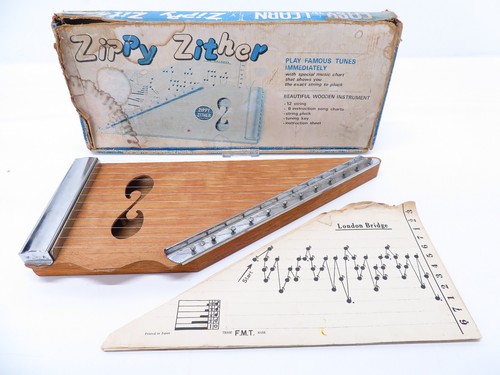 Zippy Zither - Vintage Wooden 12 String Instrument - Boxed with Manual