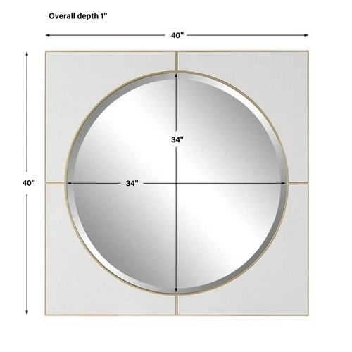 Uttermost Cyprus 40" Square Contemporary MDF Wood and PU Mirror in White/Gold - Picture 9 of 9