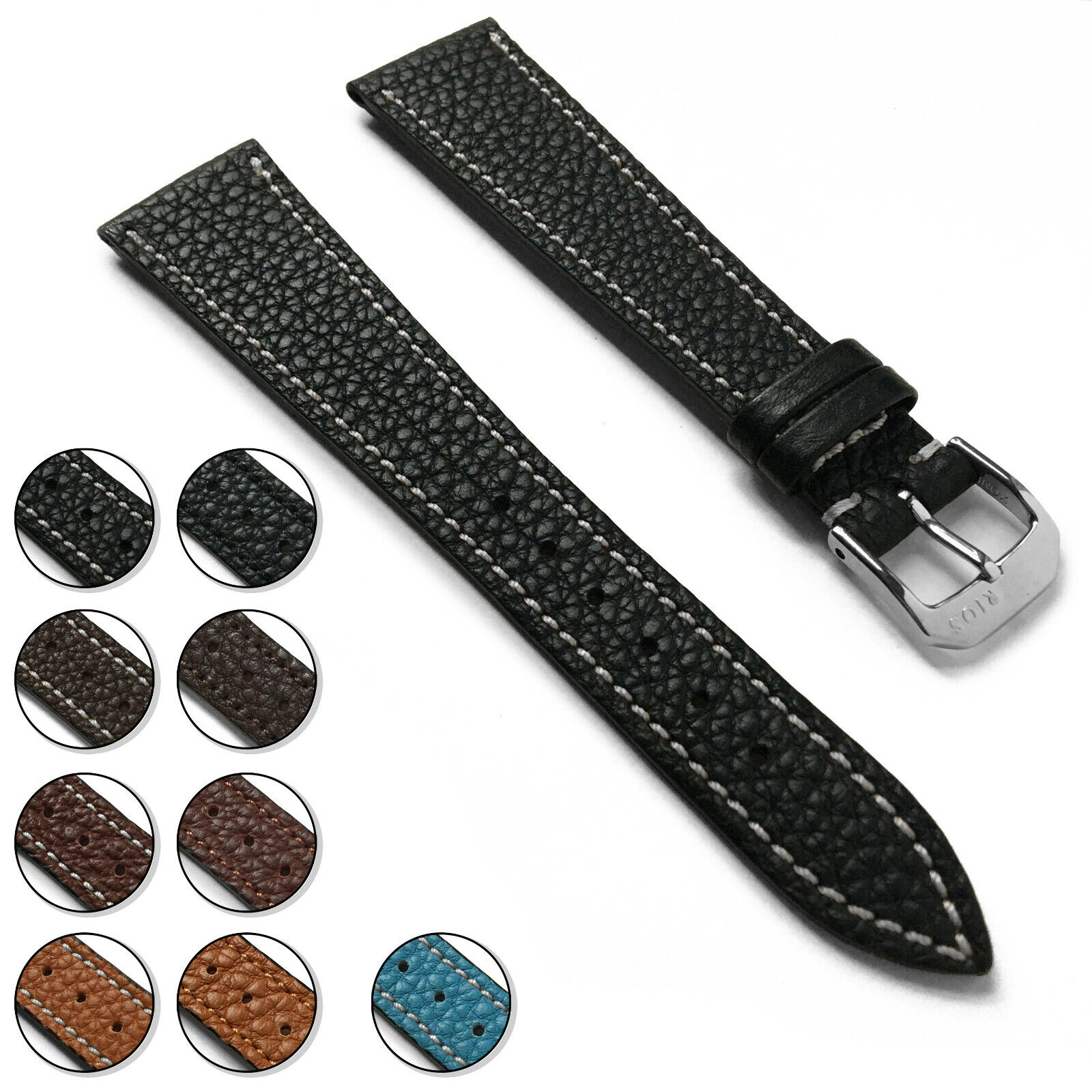 20x14, 19x14, 18x14 Shrunken French Calf Naturally Textured Leather Watch Strap 