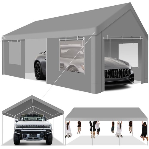 Carport 12x20ft Heavy Duty Car Canopy with Sidewalls Outdoor Large Garage White - Picture 15 of 19