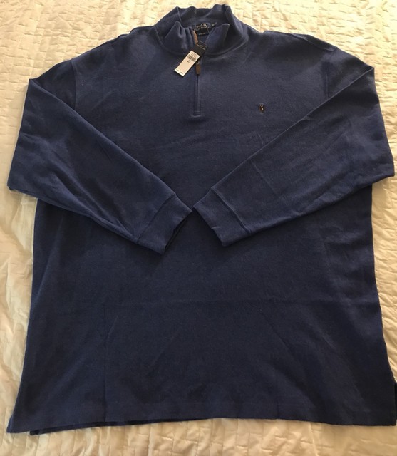 Ralph Large Polo Rib Mens Lauren 14 Estate Pullover Blue Zip Sweater K1cF5JulT3