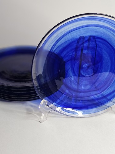 BORMIOLI ROCCO Cobalt Blue Luncheon Or Salad Plate 8 Inches Across Stunning - Picture 8 of 11