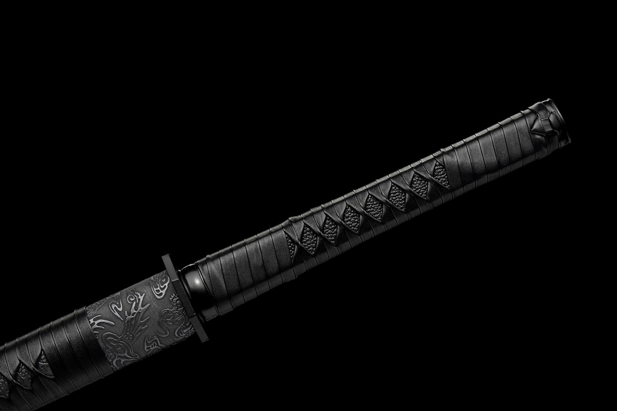 All Black Ninja Sword 9260 Spring Steel Dragon Japanese