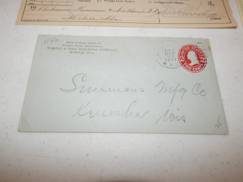 MOBILE & OHIO COMPAGNIA FERROVIARIA 2 ASSEGNI 1922 BUSTA 1911 POSTA RICHIESTA MERCI - Foto 4 di 4