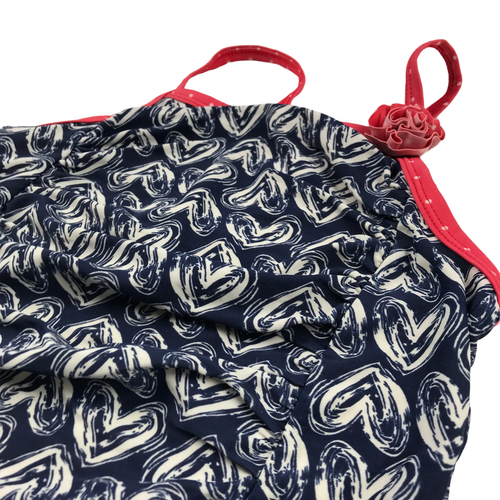 Tu Navy Blue Love Heart Pattern Swimsuit Age 10 - Picture 2 of 4