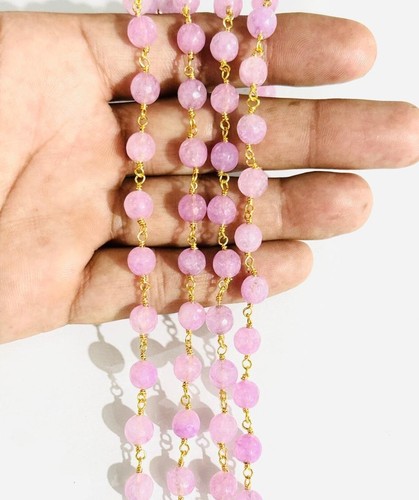 8mm Lavender Jade Beaded Rosary Chain Bulk Roll, Jewelry Making Supplies - Picture 5 of 7