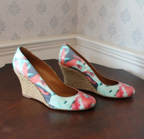 Women's Designer Floral Espadrille Designer Lanvin Wedge Heels - Picture 2 of 12