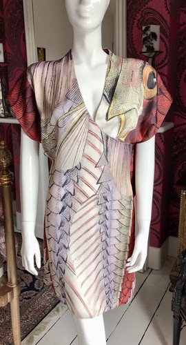 Yosef Perez Silky Fish Scale Print Mini Dress - Size XS/S EU 34/36 - Picture 3 of 11