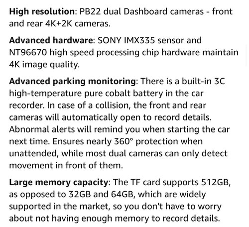 Photon Boson (PB22) Dual Dash Camera w/ Front 4K Camera & Rear 2K Camera - Picture 6 of 21