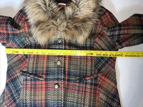 Joe Browns Women's Funky Funtime Faux Fur Collar Plaid Fall Jacket Size 16 - Picture 14 of 17