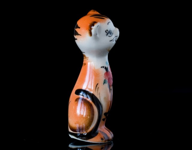 Funny Cat Figurine Fine Porcelain Art Animal Miniature eBay