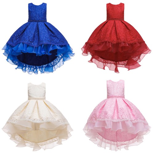 Flower Girls Dress Princess Party Pageant Wedding Christmas Prom Tulle Maxi Gown - Picture 2 of 68