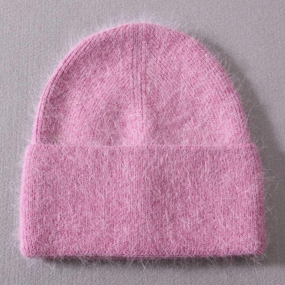 Lo último Invierno Esponjoso Pelo Largo Cachemira Tejido Gorros Cálido Lana Otoño Gorro Sombrero Foto 3 de 4