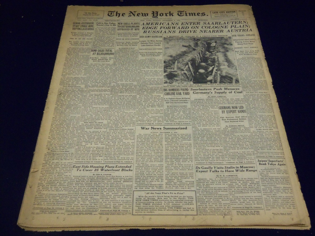 1944 DECEMBER 3 NEW YORK TIMES - AMERICANS ENTER SAARLAUTERN