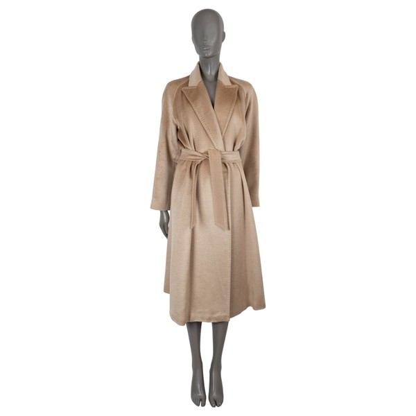 704141 Auth Max Mara Champagner Alpaka BORMIO WRAP Mantel Jacke S