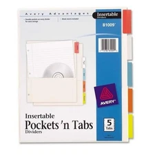 Avery Dennison Ave-81009 Insertable 5-tab Dividers - 5 X Tab 8.88" 11"