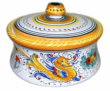 Deruta Raffaellesco Italian Pottery Lidded Jar Cheese Salt Sugar Bowl Serving
