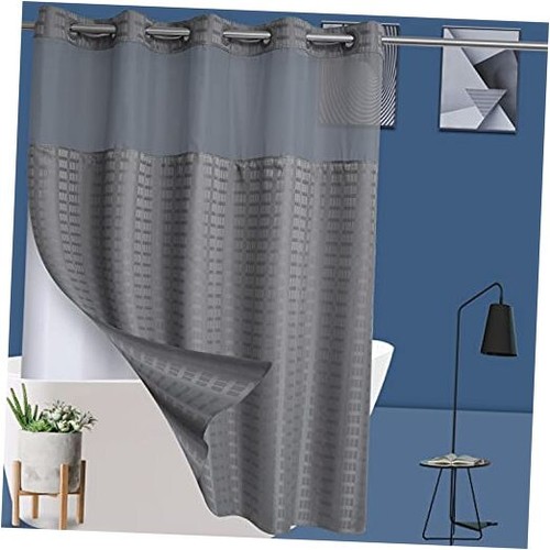Hotel Fabric Shower Curtain No Hook Needed Hook Free 71" (W) X 74" (H) Grey