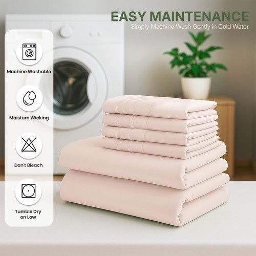 6 Pcs Bed Sheet Set Soft Deep Pocket Microfiber Hotel Quality Bedding Sheets - Picture 133 of 168