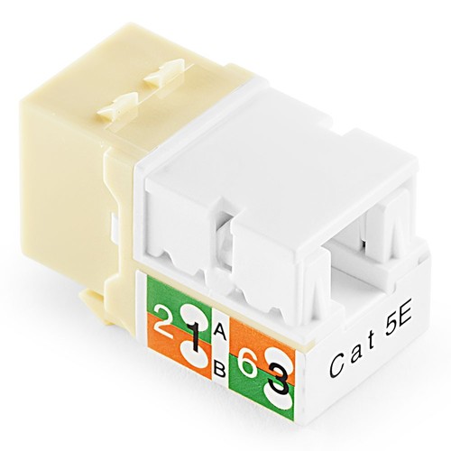 NavePoint 90 Degree Cat5e Keystone Jack, RJ45 Ethernet, Type 110 Ivory, 50-Pack - Photo 4/4