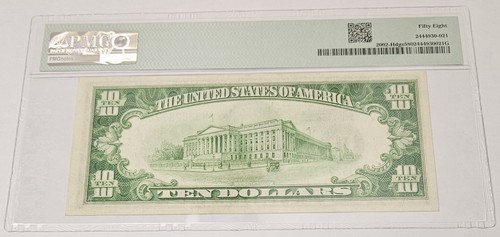 1928 B $10 Dollar Federal Reserve Note St. Louis FR#2002-H Dark Green PMG 58 - Picture 4 of 6