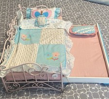 OUR GENERATION 18" DOLL DAY BED PINK METAL TRUNDLE PULL-OUT MATTRESS BEDDING