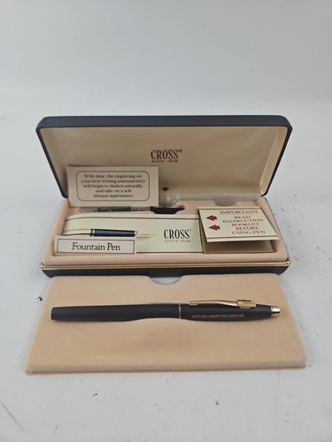 Cross Matte Black & Gold Fountain Pen W/ Box (Ink Is Dried Up) New Never Used - Picture 1 of 12