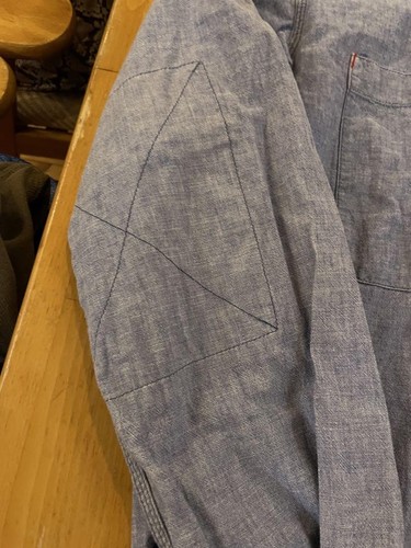 Engineered Garments M Denim Dungaree Shirt Blue ButtonUp Front Pockets Used - Picture 11 of 11