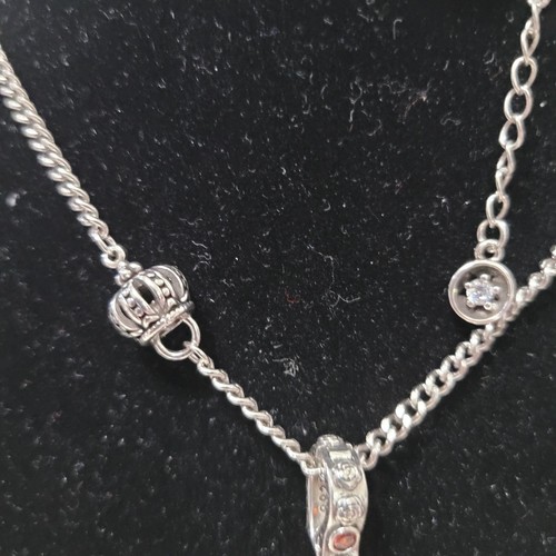 Silver Demon Rabbit Pendant W/ Red CZ Rhinestones 26" Necklace, Goth, Punk, NEW - Picture 3 of 5