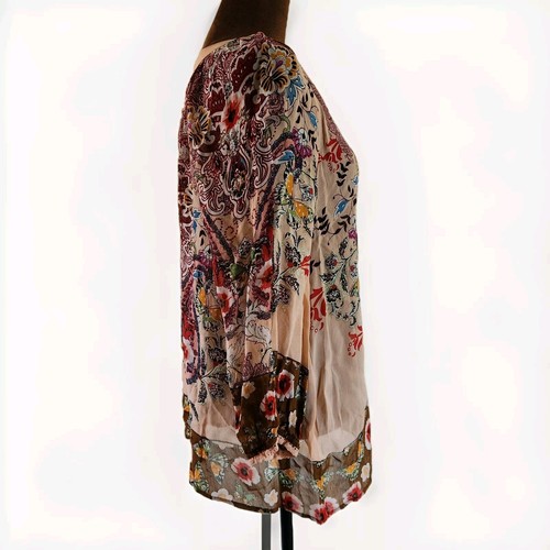 Bila Bluse Gr. S Bohemian Print gold bestickt Viskose leichtes Oberteil - Bild 3 von 8