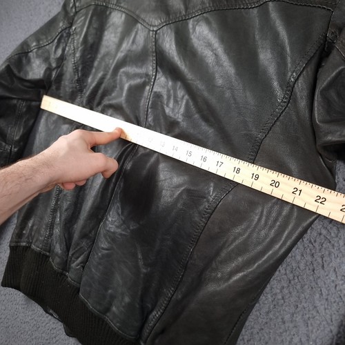 JACK & JONES Goat Leather Jacket Mens L Large Brown Biker Bomber Distressed Zip - Picture 5 of 11