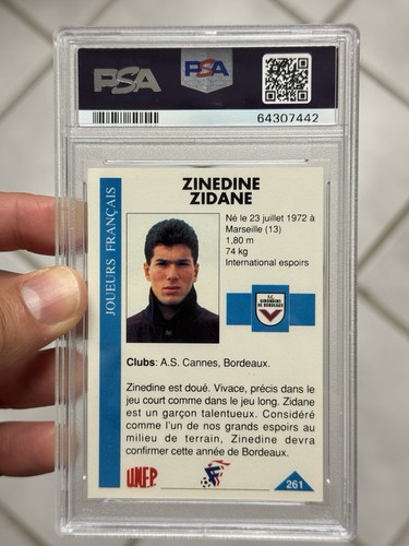 1992 Panini U.N.F.P. Zinedine Zidane ROOKIE #261 PSA 3 - Bild 2 von 2