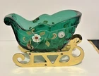 2000 FENTON Art Glass Sleigh Candy Dish With Labels and Signed