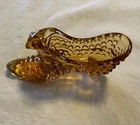 Vintage Fenton Hobnail Amber Glass Shoe with Cat Head Art Glass Slipper