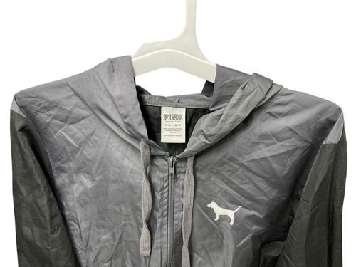 Victoria's Secret Pink Black And Gray 1/2 Zip Anorak Jacket Windbreaker Size M/L - Picture 2 of 8