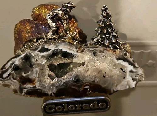 Vintage Geode Mining Scene Pewter Figures Colorado Souvenir - Picture 2 of 7