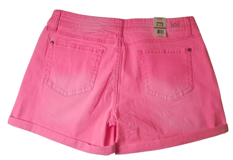 Pantalones Cortos LEI Ashley Knockout Rosa Neón Tiro Bajo Juniors Talla 15 Regular 5 Bolsillos Foto 2 de 4