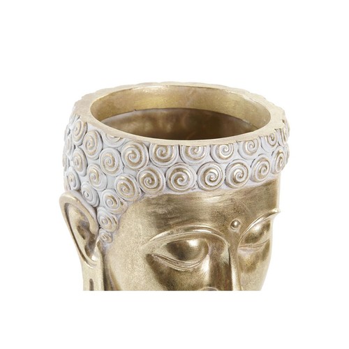 Planter DKD Home Decor 17,5 x 17,5 x 21 cm Golden Buddha Resin - Imagen 2 de 3