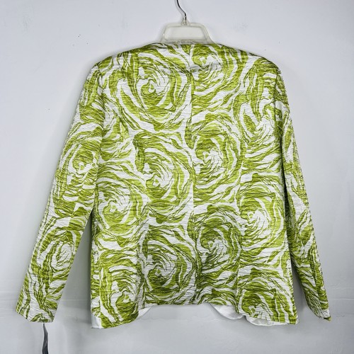 Giovanna Signature 2PC Skirt Suit 14 White Green Stunning Feminine Collarless - Picture 6 of 12