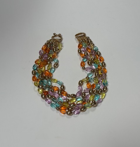 COLLAR VINTAGE ITALIANO FIRMADO ITALIA MULTI HEBRA CRISTAL VENECIANO MODA - Imagen 8 de 13