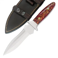 CUSTOM HANDMADE D2 DAGGER WITH PINE CONE HANDLE & PREMIMUM LEATHER SHEATH T50