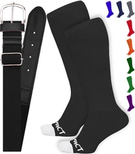 Exxact Sports Baseball/Softball Socks and Belt Combo, Adult & Youth Sizes