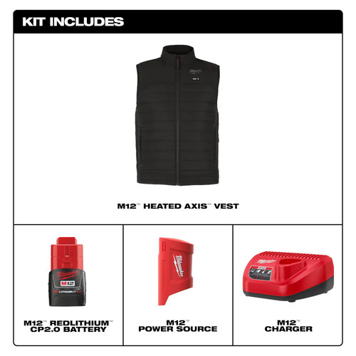 Milwaukee M300B-21XL M12 12V Heated AXIS Vest Battery Powered - Black XL - Picture 4 of 12