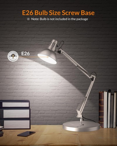 Metal Desk Lamp, Adjustable Goose Neck Architect Table Lamp with On/Off Switc... - Picture 4 of 8
