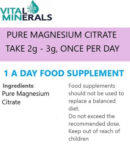 Polvo de citrato de magnesio 100 % puro grado farmacéutico fatiga cansancio muscular vegano - Imagen 2 de 2