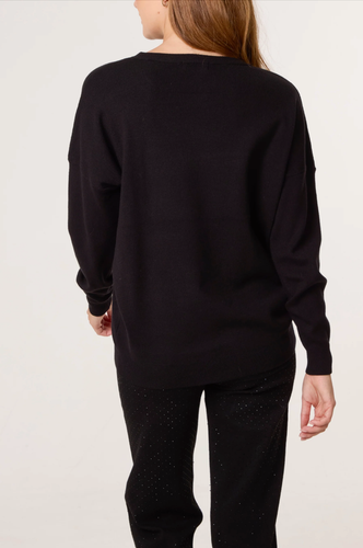 NEU DAMEN FRAUEN PAILLETTEN FESTLICH ELEFANT PULLOVER WEIHNACHTEN STRICKPULLOVER - Bild 4 von 4