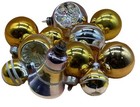 Vintage Mercury Glass Gold Concave Baubles + Silver Bell Striker – 1950s Xmas