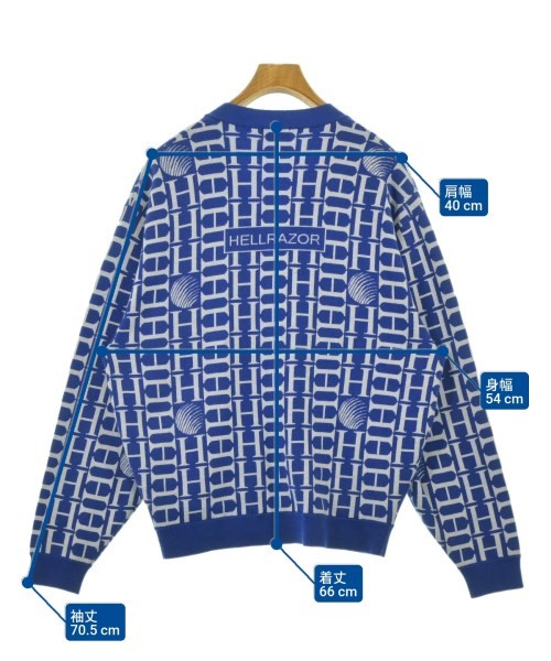 HELLRAZOR Cardigans BluexWhite(Patterned) L 22006… - image 6