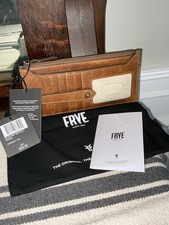 NWT Frye Melissa Leather Snap Card Wallet Cognac Brown Retail $98