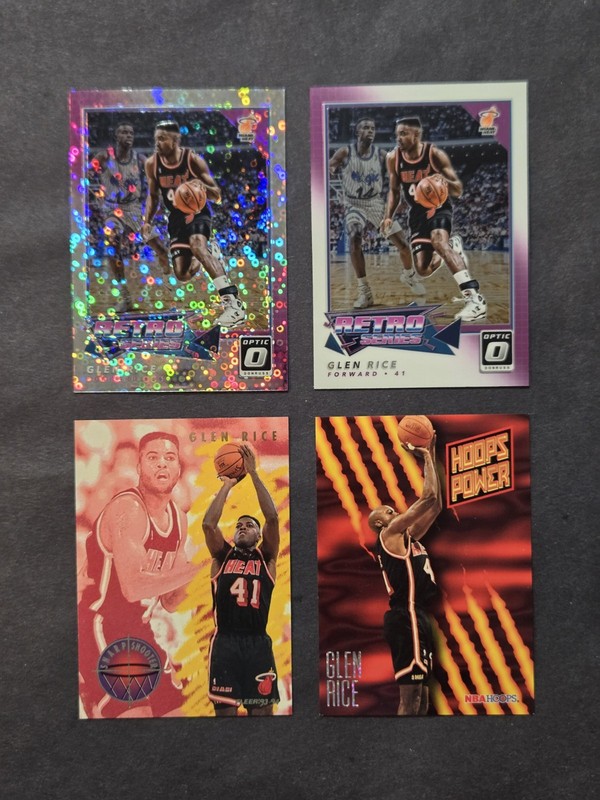 Glen Rice Lot x4 | 2018 Optic Retro Series Disco + Base, 1994 Fleer, 1995 Hoops